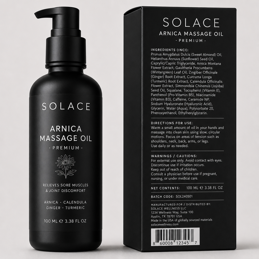 Arnica Massage Oil - Label detail view