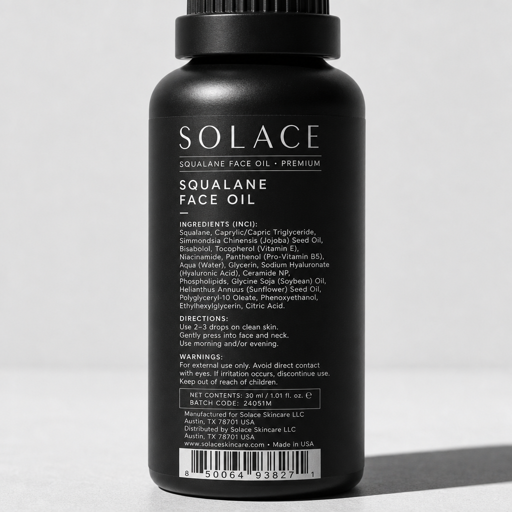 Squalane Face Oil - Label detail view